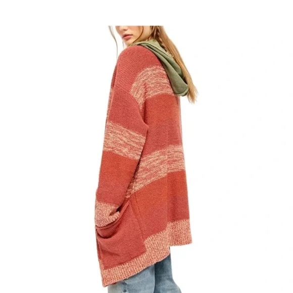 Free People Southport Oversized Beach Striped Button Cardigan Sweater Small - Picture 2 of 6